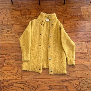 Aritzia Cozy Wilfred Mustard Yellow Button-Up Cardigan